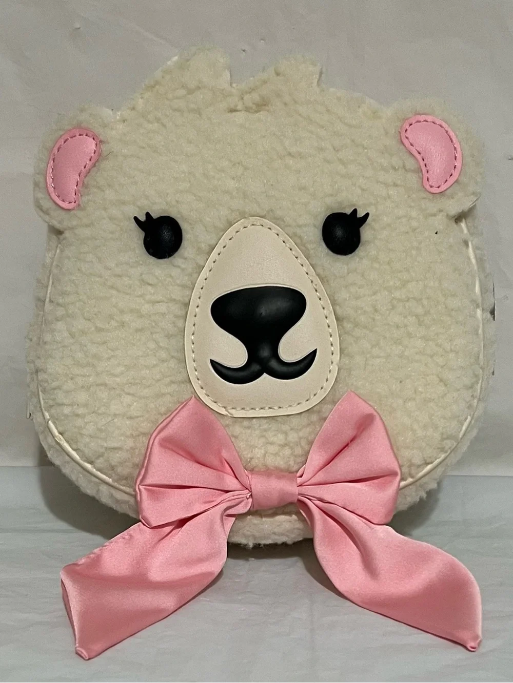 Bath & Body Works Polar Bear Mini Backpack Cream/White Pink Bow